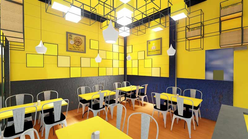 رنگ زرد در دکوراسیون رستوران